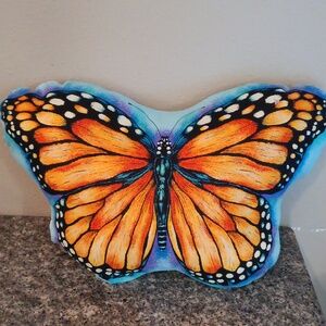 Large Handmade Vibrant Butterfly Pillow Double Sided